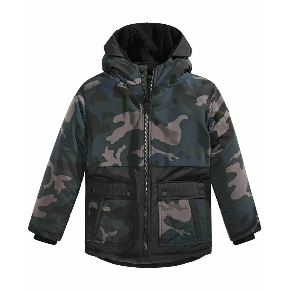 NWT Michael Kors Snorkel Hooded Jacket Puffer Snow Camouflage Boys Youth M